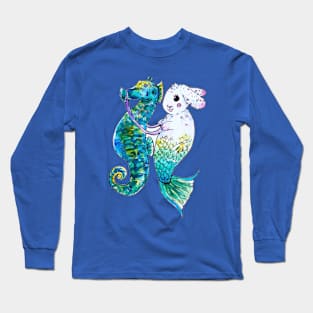 Seahorse Riding Mermaid Bunny Long Sleeve T-Shirt